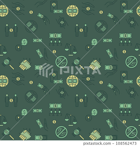Vector Corruption colored seamless pattern with dollar signs 108562473