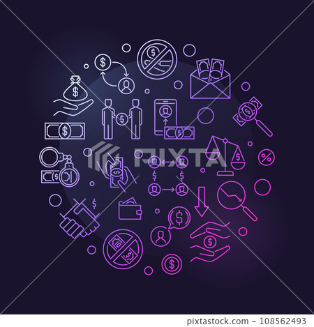 Stop Corruption vector Bribery concept outline round colorful banner 108562493