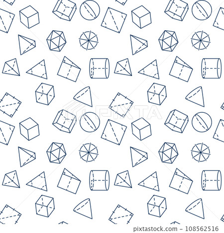 Geometric Shapes vector outline seamless pattern - Geometry and Math concept background Geometric Shapes vector outline seamless pattern - Geometry and Math concept background 108562516