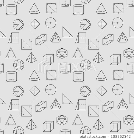 Geometry vector simple seamless pattern in outline style. Geometric Shapes background 108562542