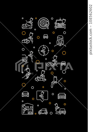 Car Airbrush Painting vector outline dark vertical banner. Auto Body Painting concept linear illustration 108562602