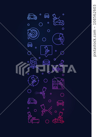 Car or Automotive Painting vertical colored banner in thin line style. Vector Auto Body Painting concept illustration 108562603