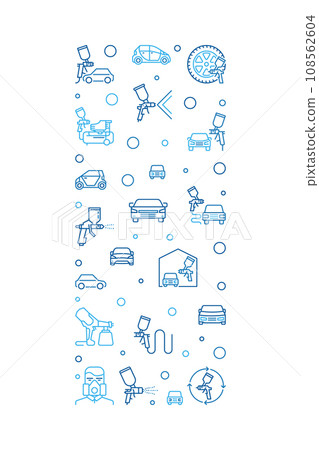 Car Paint vector concept thin line blue vertical banner or illustration 108562604