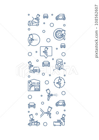 Car Painting vertical simple outline banner. Automotive Painting line vector illustration 108562607