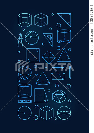 Geometry School Discipline vector concept vertical thin line blue banner - vector illustration 108562661