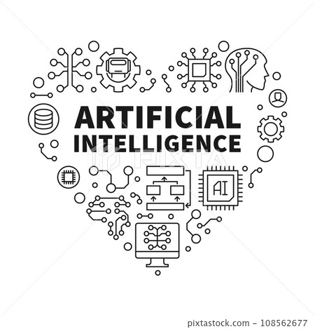 Artificial Intelligence - AI Technology Heart concept line minimal banner Artificial Intelligence - AI Technology Heart concept line minimal banner 108562677
