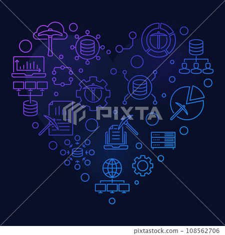 Data Mining Technology Heart concept vector outline colored banner Data Mining Technology Heart concept vector outline colored banner 108562706