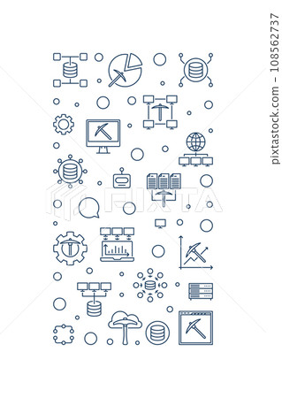 Data Mining vertical banner in thin line style. Database Systems concept linear illustration Data Mining vertical banner in thin line style. Database Systems concept linear illustration 108562737