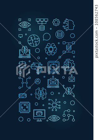 Machine Learning - ML Technology concept blue vertical outline banner Machine Learning - ML Technology concept blue vertical outline banner 108562743