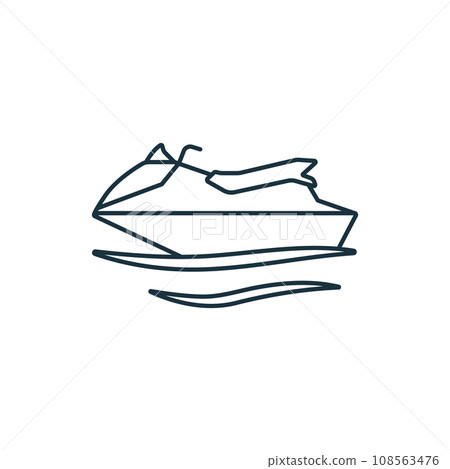 Jet ski outline icon. Monochrome simple sign from transportation collection. Jet ski icon for logo, templates, web design and infographics. 108563476