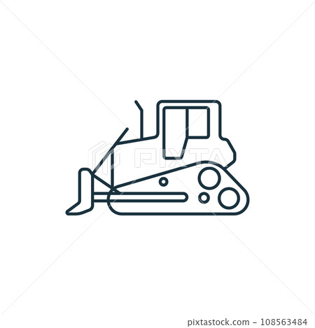 Bulldozer outline icon. Monochrome simple sign from transportation collection. Bulldozer icon for logo, templates, web design and infographics. Bulldozer outline icon. Monochrome simple sign from transportation collection. Bulldozer icon for logo, templates, web design and infographics. 108563484