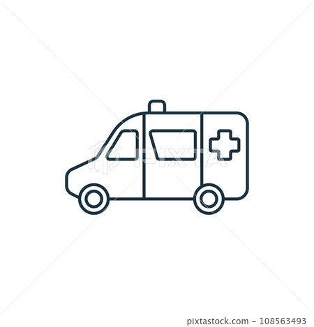 Ambulance outline icon. Monochrome simple sign from transportation collection. Ambulance icon for logo, templates, web design and infographics. Ambulance outline icon. Monochrome simple sign from transportation collection. Ambulance icon for logo, templates, web design and infographics. 108563493