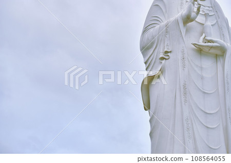 A close-up statue of the Lady Buddha at the Lin Ung Buddhist Temple on the Seoncha Peninsula near Da Nang, Vietnam. 108564055