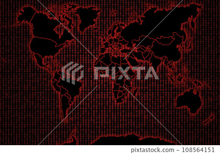 World map against on a red binary code World map against on a red binary code 108564151