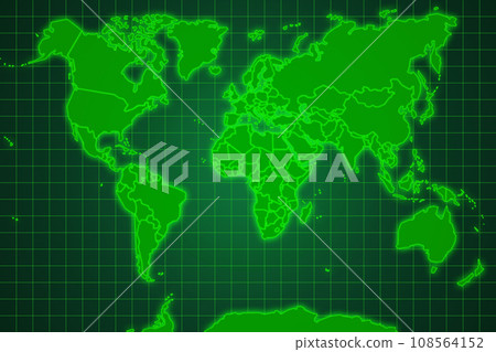 World map on a green grid screen World map on a green grid screen 108564152