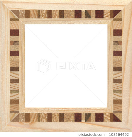 Wooden marquetry frame, wooden frame made of a combination of different woods 108564492
