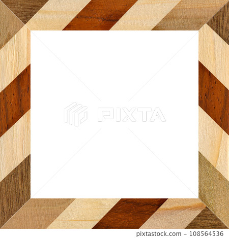 Wooden marquetry frame, wooden frame made of a combination of different woods 108564536