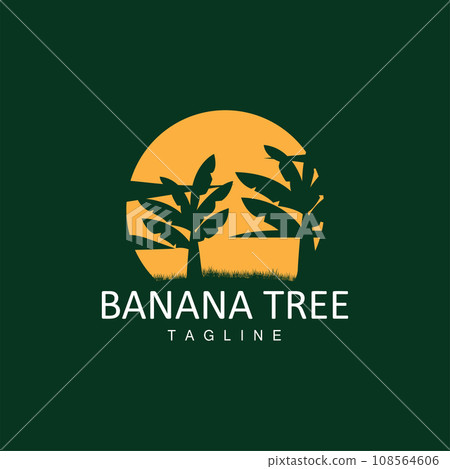 Banana Tree Logo, Tropical Fruit Plant Flat Silhouette Template Illustration Design Banana Tree Logo, Tropical Fruit Plant Flat Silhouette Template Illustration Design 108564606