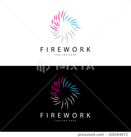 Firework Logo, Simple Line Model Design New Year Celebration Day Illustration, Template Vector 108564672