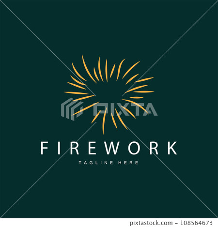 Firework Logo, Simple Line Model Design New Year Celebration Day Illustration, Template Vector 108564673