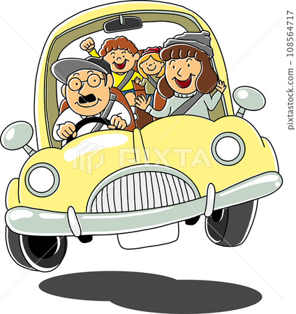 Illustration of a family having fun driving Illustration of a family having fun driving 108564717