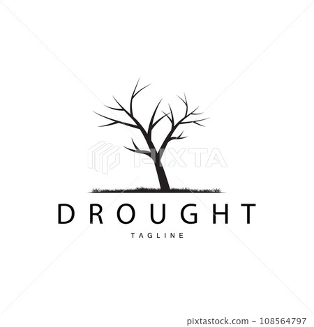 Drought Logo, Dry Tree Logo Design with Simple, Minimalist and Modern Vector Line Style 108564797