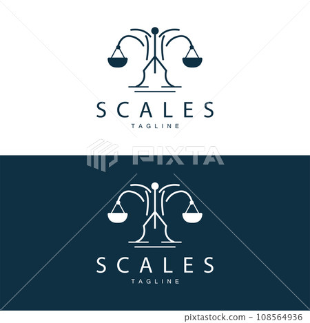 Legal Justice Scales Logo Design With Simple Line Model For Company Brands 108564936