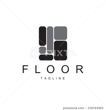 Floor Logo Design for Home Ceramic Decoration with Minimalist Abstract Shapes, Vector Templet Illustration Floor Logo Design for Home Ceramic Decoration with Minimalist Abstract Shapes, Vector Templet Illustration 108564983