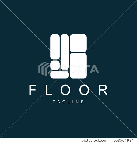 Floor Logo Design for Home Ceramic Decoration with Minimalist Abstract Shapes, Vector Templet Illustration 108564984