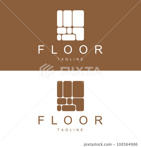 Floor Logo Design for Home Ceramic Decoration with Minimalist Abstract Shapes, Vector Templet Illustration 108564986
