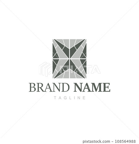 Floor Logo Design for Home Ceramic Decoration with Minimalist Abstract Shapes, Vector Templet Illustration 108564988