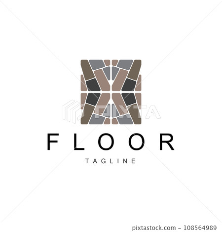 Floor Logo Design for Home Ceramic Decoration with Minimalist Abstract Shapes, Vector Templet Illustration 108564989