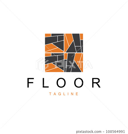 Floor Logo Design for Home Ceramic Decoration with Minimalist Abstract Shapes, Vector Templet Illustration 108564991