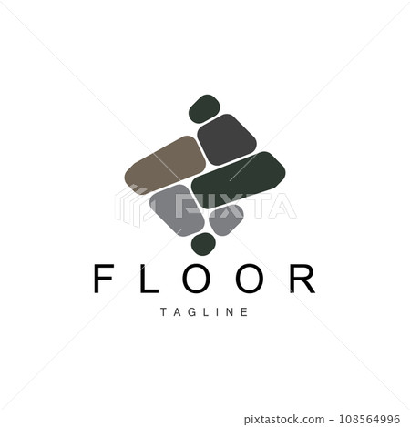 Floor Logo Design for Home Ceramic Decoration with Minimalist Abstract Shapes, Vector Templet Illustration 108564996