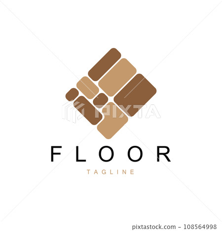 Floor Logo Design for Home Ceramic Decoration with Minimalist Abstract Shapes, Vector Templet Illustration 108564998