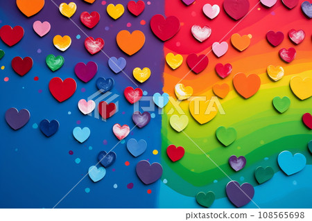 Valentines day, multicolor rainbow abstract heart design 108565698