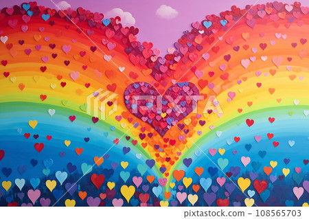 Valentines day, multicolor rainbow abstract heart design 108565703