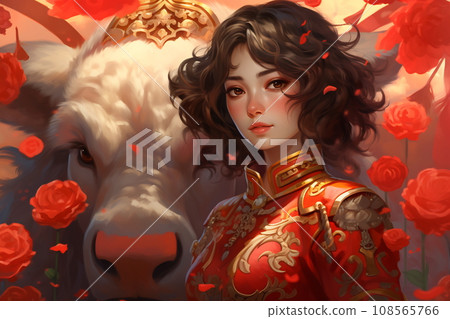 Chinese New Year celebration. Traditional red colors. 108565766