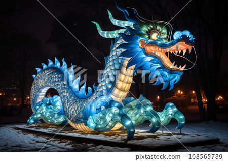 Blue Chinese Dragon symbol of 2024. Chinese New Year 108565789