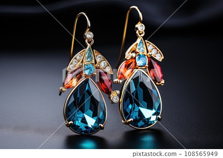 earrings ear rings gaudi inspired illustration generative ai 108565949