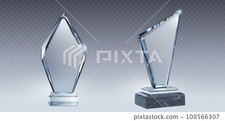Set of 3D glass trophies Set of 3D glass trophies 108566307