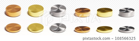 Metal cylinder product podiums in different angles Metal cylinder product podiums in different angles 108566325