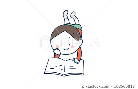 一個男孩躺著看書 一個男孩躺著看書 108566818