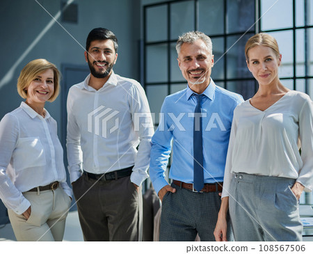Businessmen stand in front of the office building Businessmen stand in front of the office building 108567506