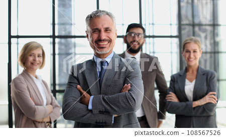 Group of business people with businessman leader on foreground Group of business people with businessman leader on foreground 108567526