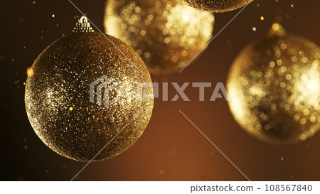 Christmas Holiday Balls with Falling Glittering Particles 108567840