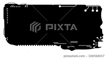 Rectangular design clipart in tech style isolated on white. Short tech plate with copy space. Clipart. 108568037
