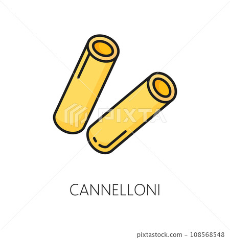 Cannelloni rolls of pasta isolated color outline icon. Vector stuffed with meat or vegetables canneroni cannaroni, cannoli crusetti raw canelons 108568548