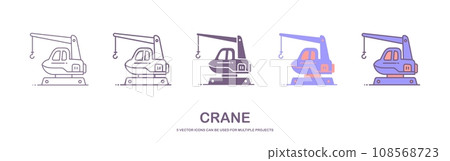 Crane icons set. Different types of cranes,...-插圖素材 [108568723] - PIXTA圖庫
