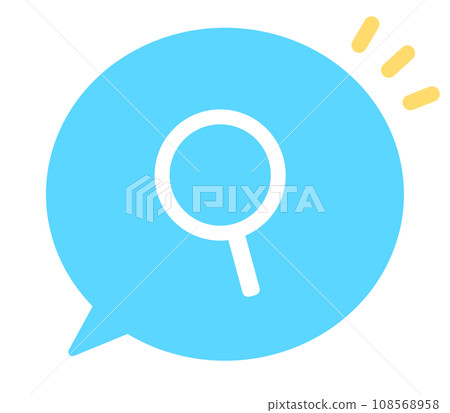 Simple light blue search mark and speech bubble 108568958